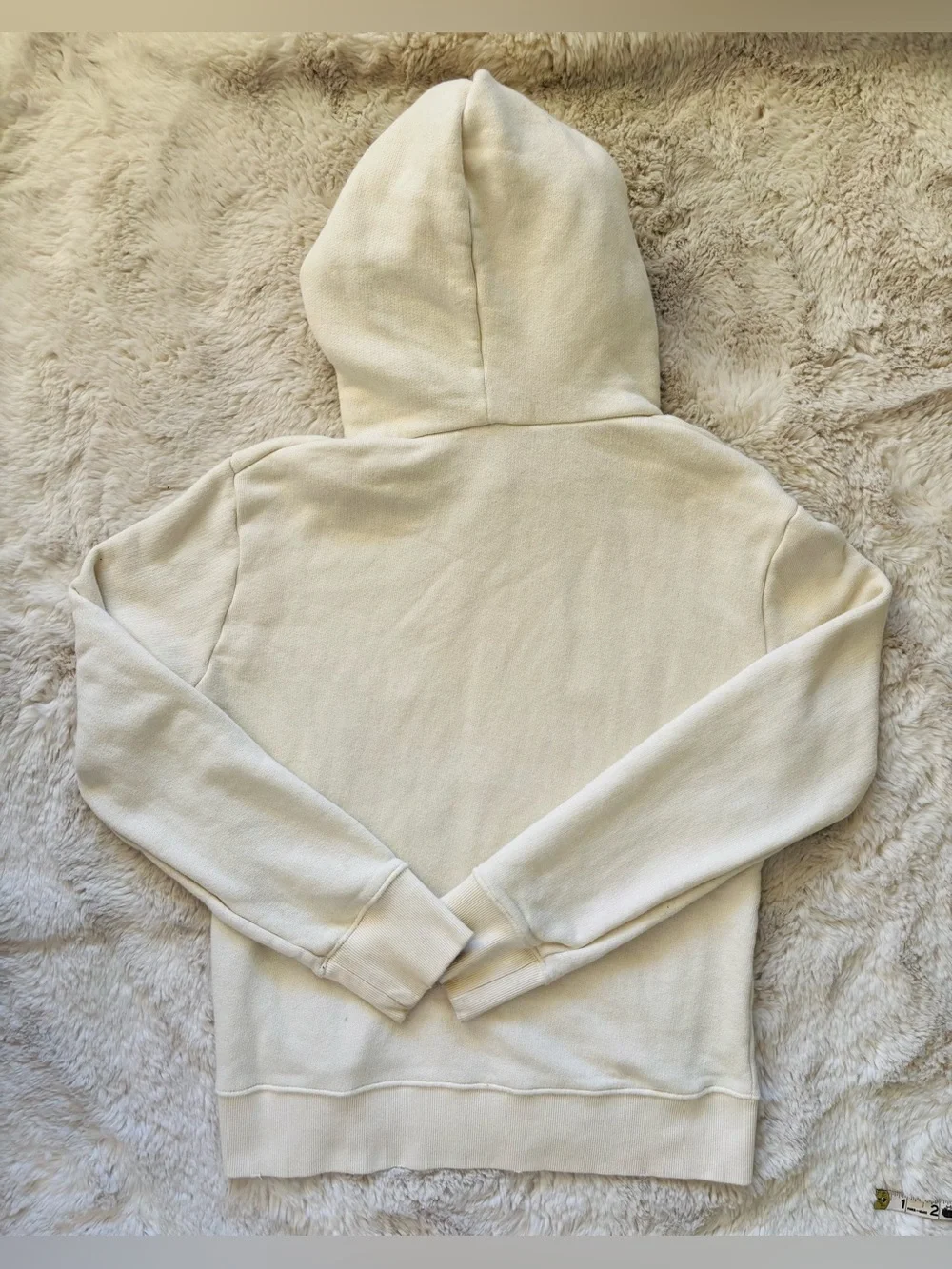 Vintage Gucci Hoodie Distressed Cream Logo Printed Loopback Cotton Size: Small